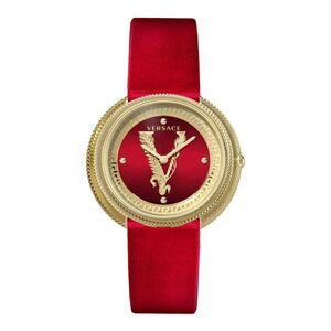 Versace Thea Leather Watch Gold Womens